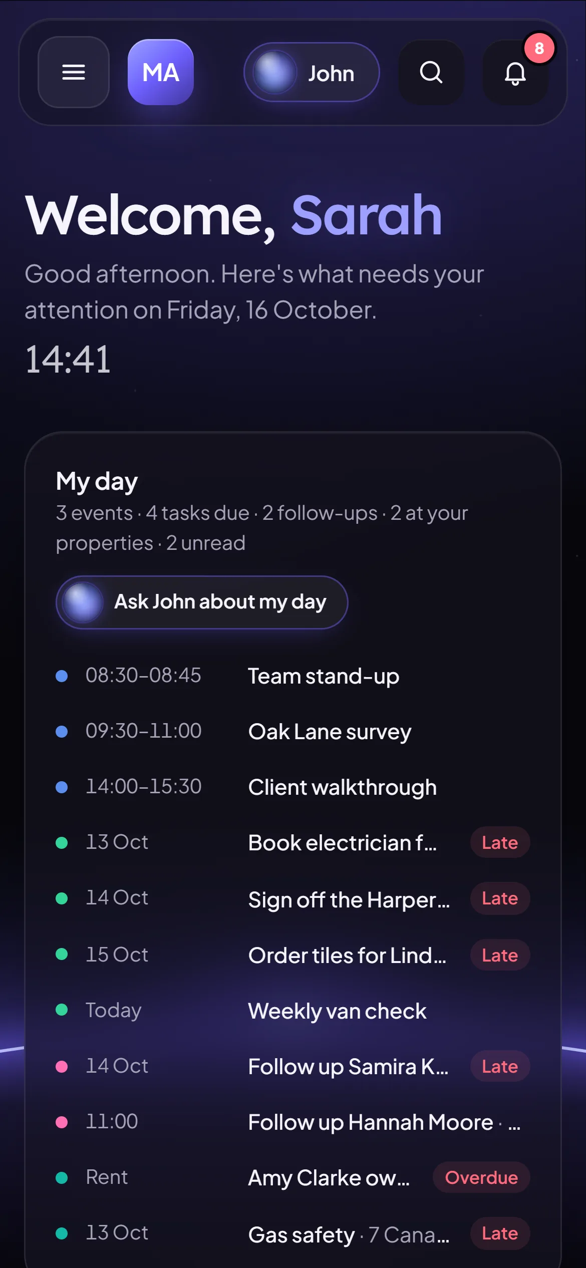 Home on a phone in the Horizon theme