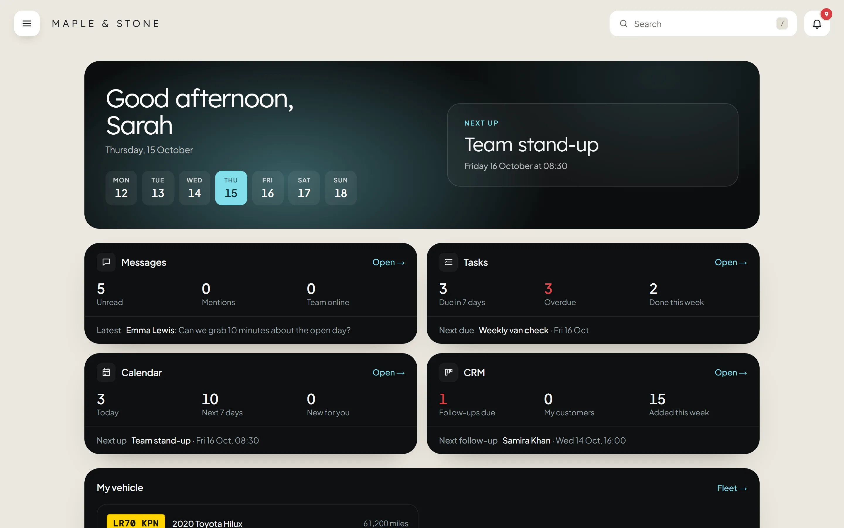 The home page in the Innovate theme