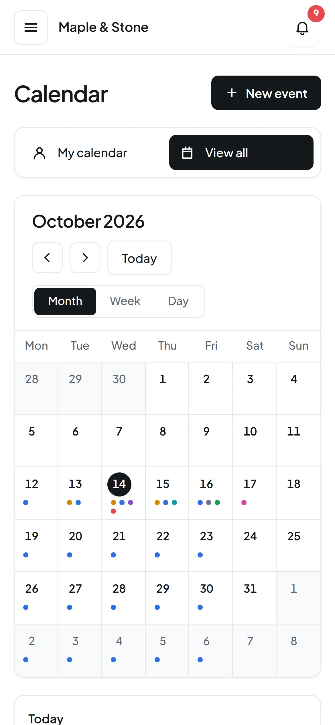 Orkello's calendar on a phone